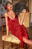 Charger l&#39;image dans la galerie, Roging Rouge 20s Gatsby Robe à franges