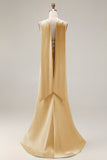 Robe de soirée longue sirène vert clair satin bustier sans bretelles avec fentes latérales et foulard