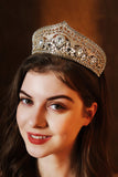 Tiare de luxe Princesse en Cristal Couronne d’Or