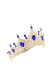 Tiare corona de la Reine du bal de bal en cristal dorée et bleue royale