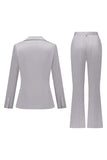 Gris rose pic revers satin slim fit femmes costumes