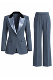 Costume d'affaires femme 2 pièces vert foncé revers pointe un bouton
