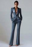 Costume d'affaires femme 2 pièces vert foncé revers pointe un bouton