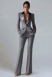 Costume d'affaires femme 2 pièces vert foncé revers pointe un bouton