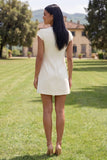 Robe bodycon jaune à col rond avec fleurs 3D