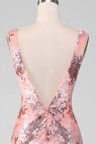 Fard à joues paillettes scintillantes sirène longue robe de Soirée avec fente