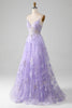 Charger l&#39;image dans la galerie, Robe de Soirée violette à paillettes trapèze avec broderie