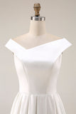 Robe de fiançailles Midi simple blanche décalée A Line