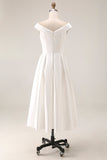 Robe de fiançailles Midi simple blanche décalée A Line