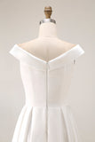 Robe de fiançailles Midi simple blanche décalée A Line