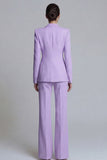 Costume d'affaires femme 2 pièces rose revers pointe à boutons
