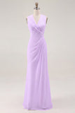 Robe longue formelle froncée blanche à col en V