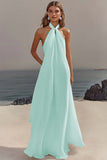 Robe longue fluide en mousseline de soie blanche
