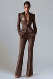 Costume d'affaires femme 2 pièces vert foncé revers pointe un bouton