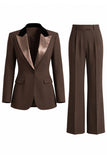 Costume d'affaires femme 2 pièces vert foncé revers pointe un bouton