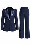 Costume d'affaires femme 2 pièces vert foncé revers pointe un bouton