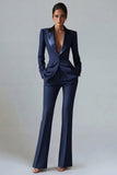 Costume d'affaires femme 2 pièces vert foncé revers pointe un bouton