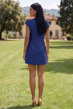 Robe bodycon jaune à col rond avec fleurs 3D