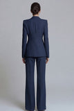 Costume d'affaires femme 2 pièces rose revers pointe à boutons