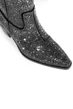 Bottines western noires en strass de couleur contrastante