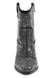 Bottines western noires en strass de couleur contrastante