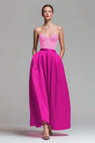 Robe formelle rouge et fuchsia trapèze bustier