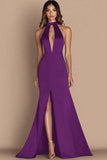 Robe de gala sirène noire découpée dos nu avec fente