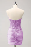 Fuchsia Sweetheart Corset Robe de cocktail avec perles