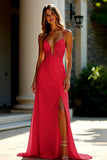 Robe de soirée fourreau en satin extensible à bretelles spaghetti