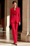 Costume d'affaires femme 2 pièces bourgogne revers pointe double boutonnage