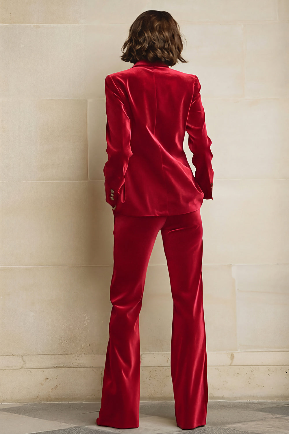 Botong Costume Formel Femme Velours Revers Pointe - Ensemble Blazer Et Pantalon Professionnel Élégant