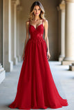 Une ligne bleu foncé spaghetti bretelles sweetheart robe longue de bal