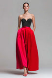 Robe formelle rouge et fuchsia trapèze bustier