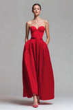 Robe formelle rouge et fuchsia trapèze bustier