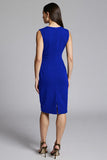 Robe de travail midi froncée fourreau bleu marine