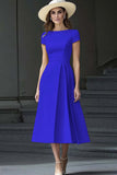 Robe longue de travail en satin une ligne à col bateau