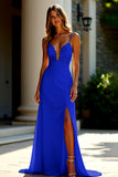 Robe de soirée fourreau en satin extensible à bretelles spaghetti