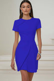 Robe de travail plissée ivoire à manches courtes