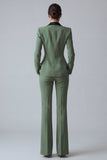 Costume d'affaires femme 2 pièces vert foncé revers pointe un bouton