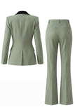 Costume d'affaires femme 2 pièces vert foncé revers pointe un bouton