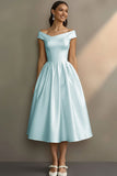 Robe de fiançailles Midi simple blanche décalée A Line
