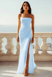Robe de fiançailles de plage ivoire sans bretelles froncée en mousseline de soie avec fente