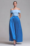 Robe formelle Midi à bloc de couleurs A à épaules décalées