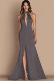 Robe de gala sirène noire découpée dos nu avec fente