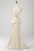 Charger l&#39;image dans la galerie, Sirène Eucalyptus bretelles spaghetti plissé Corset longue robe de soirée avec fente