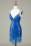 Robe de cocktail courte moulante scintillante blanche avec perles