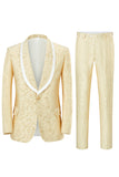 Mint Shawl Lapel One Button Jacquard Men’s Prom Suits