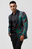 Blazer de bal homme en jacquard vert à revers à un bouton