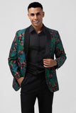 Blazer de bal homme en jacquard vert à revers à un bouton