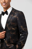 Blazer pour homme en jacquard à revers crantés marron foncé